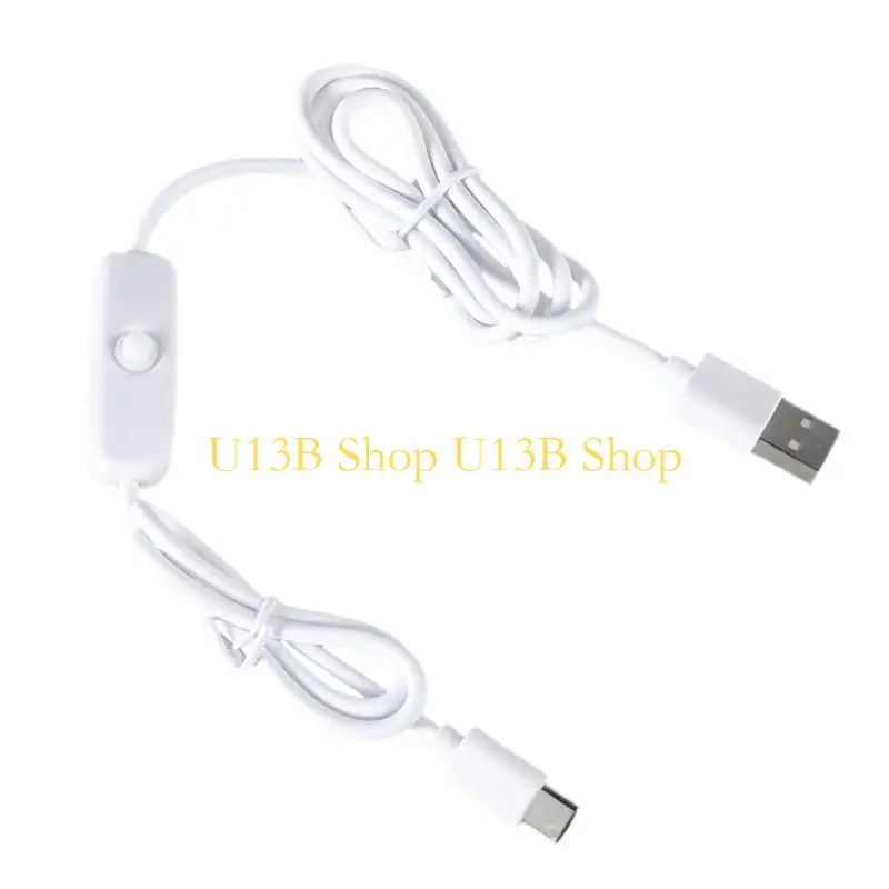 U13B Portable USB to Type C Charging Cable with Power Switching Button Male to Male