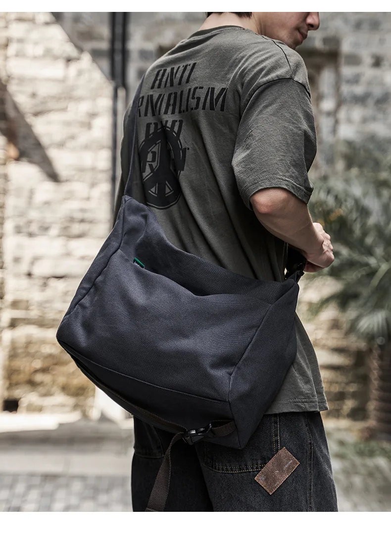 Imagem -03 - Vintage Casual Canvas Square Shoulder Bolsa para Homens Travel Crossbody Bolsa Tudo Combinando Escola Laptop Viajante Mensageiro Cor Sólida Homens