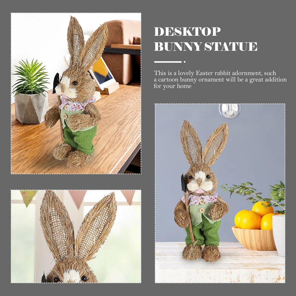 

Easter Decorative Bunny Ornament Exquisite Rabbit Statue Desktop Ornament Creative Rabbit Craft Desktop Bunny Statue