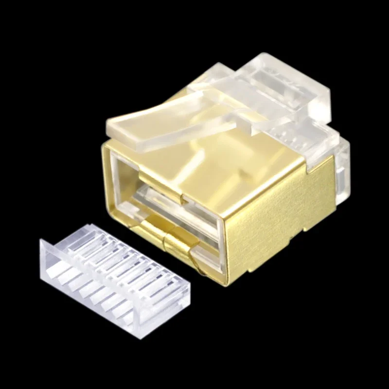 CNCOB แบน Cat6 FTP ทองแดงชุบทอง RJ45 Ethernet Connector Modular คอมพิวเตอร์เครือข่ายปลั๊ก Gigabit
