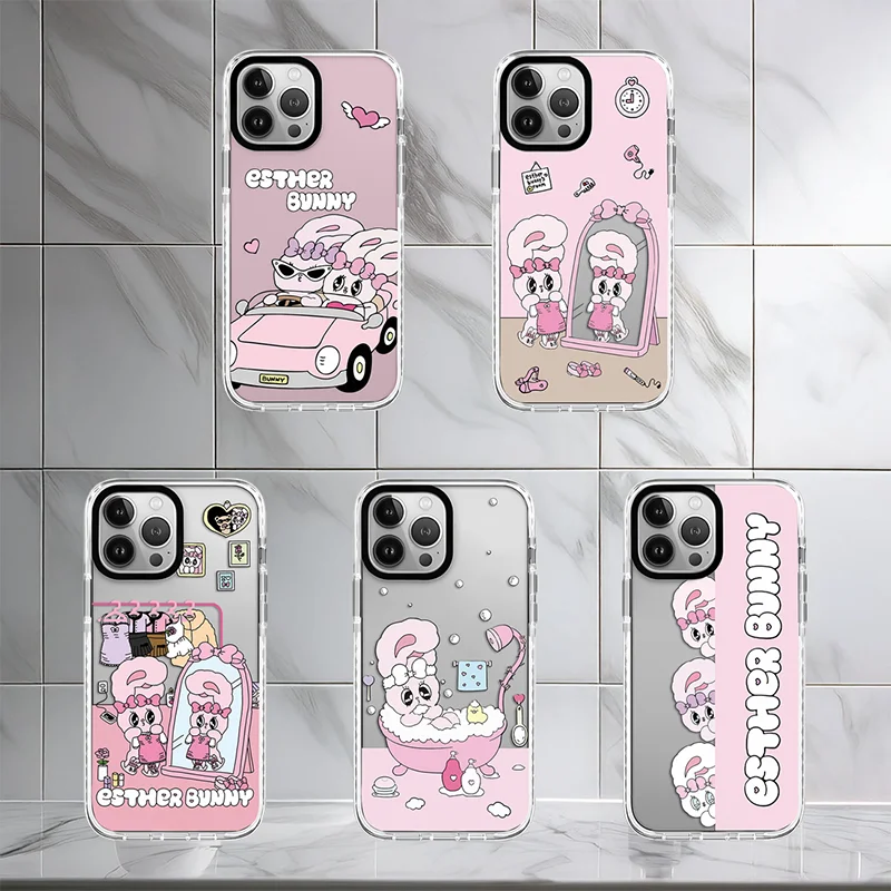 

Cute Pink Rabbit 2.0 Acrylic White Border Magnetic Phone Case Cover for IPhone 16 15 14 13 12 Pro Max Case