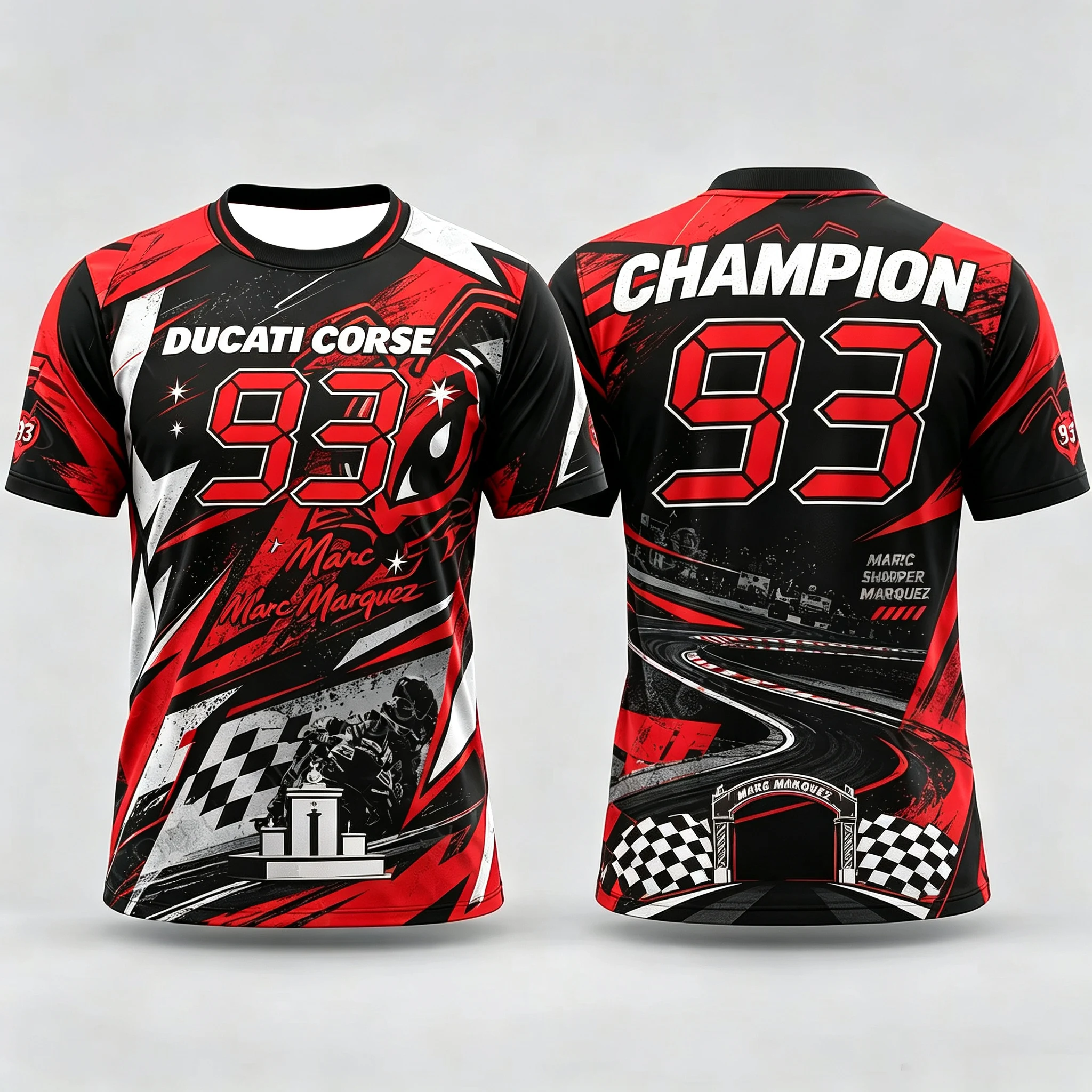 Unisex Moto GP Corse Marc Marquez #93 Champion 3D Printed T-shirt Motorcycle Rider Quick Dry Short Sleeve Top GP26 Team Tees