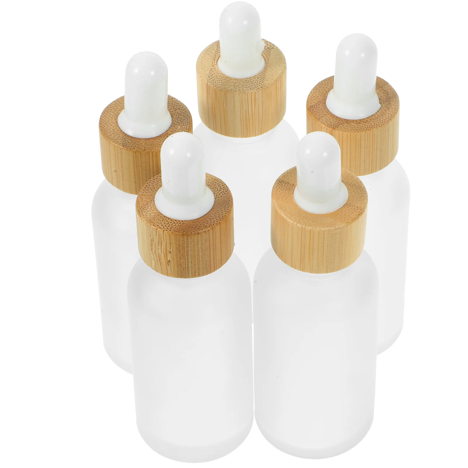 5 Pcs Glass Dropper Bottle with Bamboo Lid Essential Oil Small Bottles Leakproof Makeup for Travel Perfume Sample