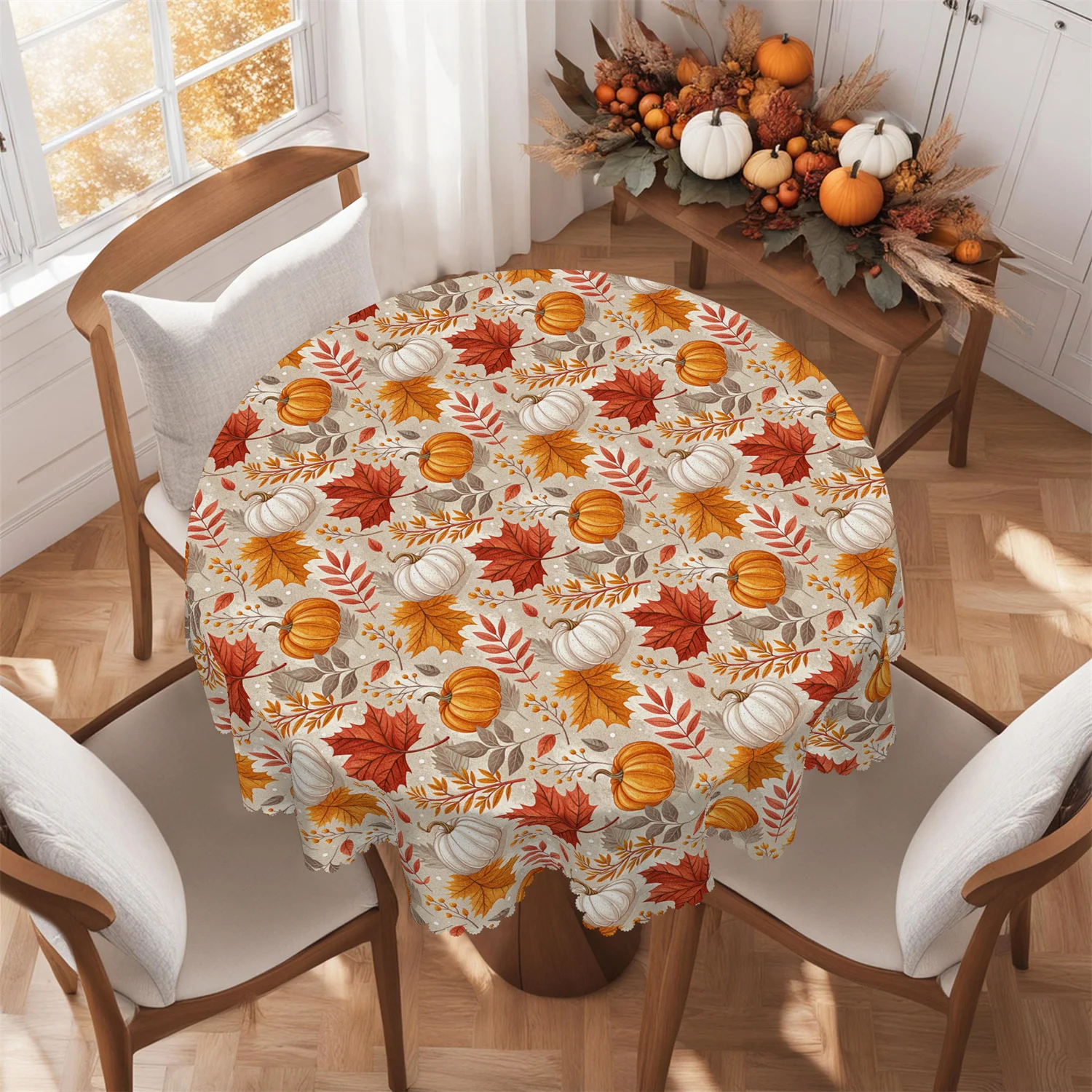 A set of pumpkin leaves, fruits and stems for autumn tablecloth, 1 piece per pack, suitable for Thanksgiving table.