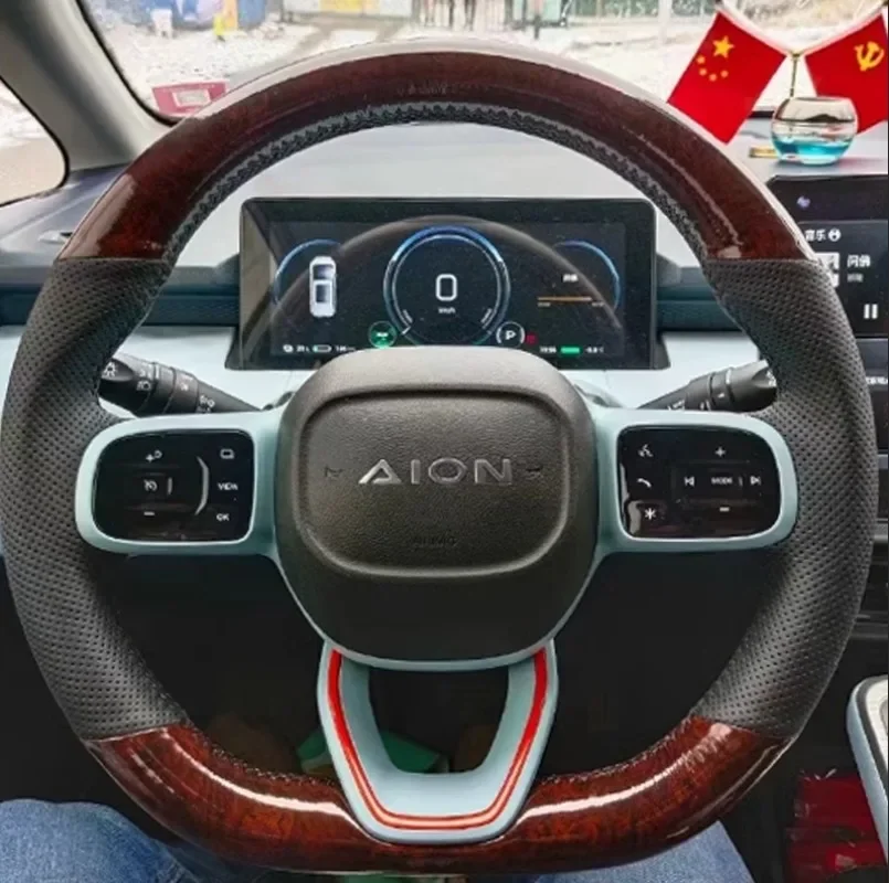 Customized DIY Carbon Fiber Suede Leather Hand Sewn Steering Wheel Cover for Aion Series Y S 580