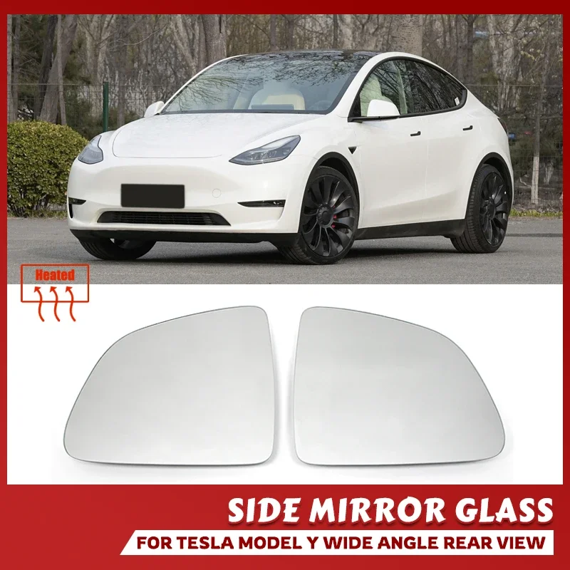 For Tesla Model Y Wide-Angle Car Large Vision Rearview Mirror Heating Replacement Anti Glare Dazzle Reversing Glass Lens