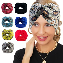 Bandana Hair Band Ultra Wide Head Bands Cross Elasticity Turban Headwrap for Women Sports Headband