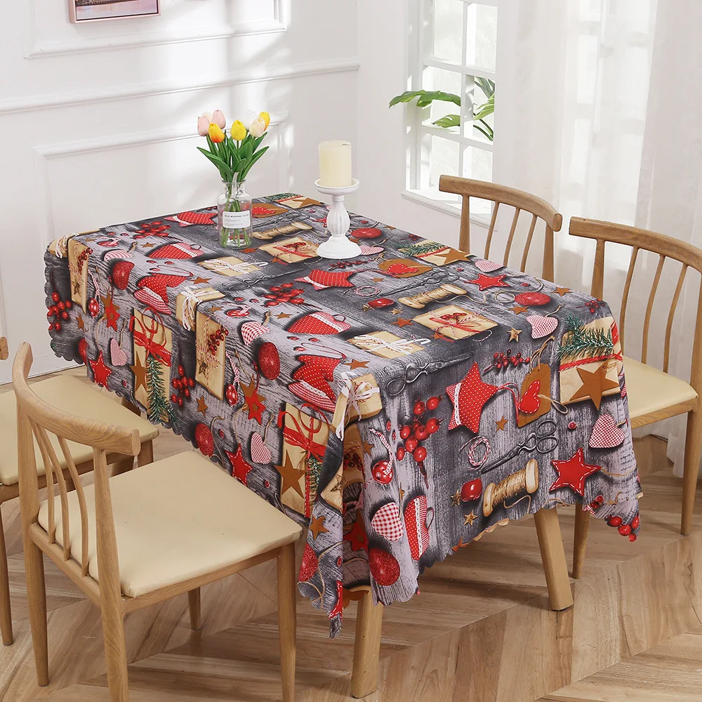 Nordic Style Christmas Themed Tablecloth Christmas Tree Pattern Decoration Tablecloth Home Dining Room Dustproof Tablecloth