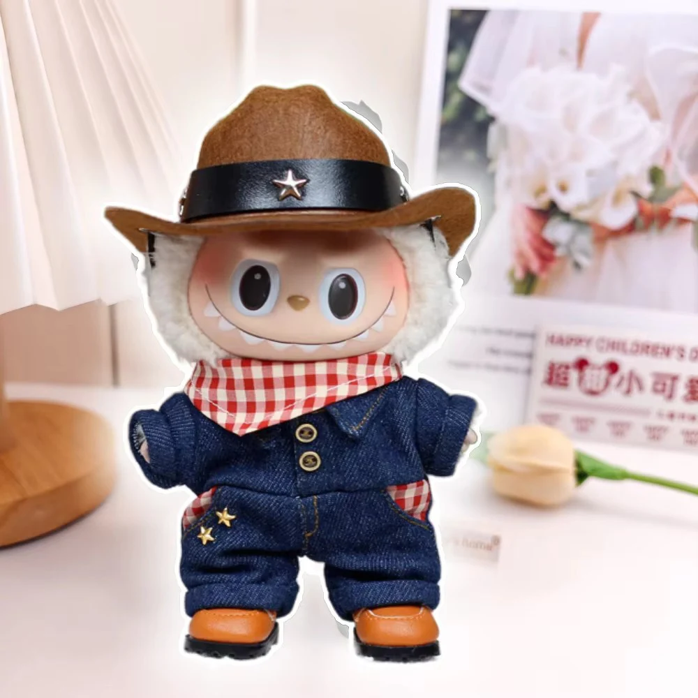 

Для Labubu Ropa 3,0 ковбойский комбинезон в стиле вестерн с шляпой, наряд для Labubu V1/V2, милая кукольная одежда, аксессуары, модный подарок