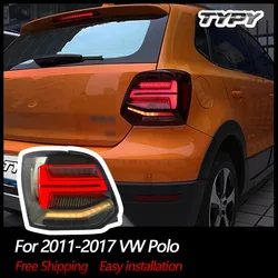 Vwポロ用リアテールライトアセンブリ、カーLEDライト、カーランプパーツ、シーケンシャルターンシグナル、カーアクセサリー、2011-2017、2個