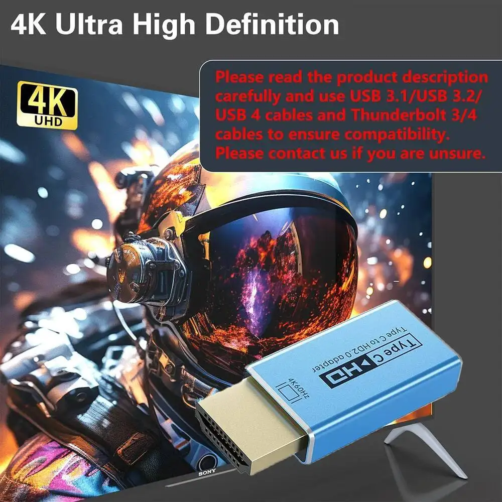 USB C Source Thunderbolt3/4 to 4K@60Hz HDMI-compatible Display Adapter for Macbook Pro Laptop To Target HD Monitor/TV/Projector
