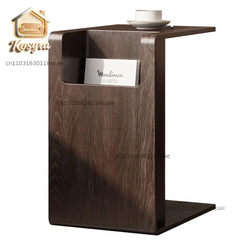 Italian minimalist ash wood solid wood edge table can be stored, small coffee table can be moved, coffee table sofa side cabinet