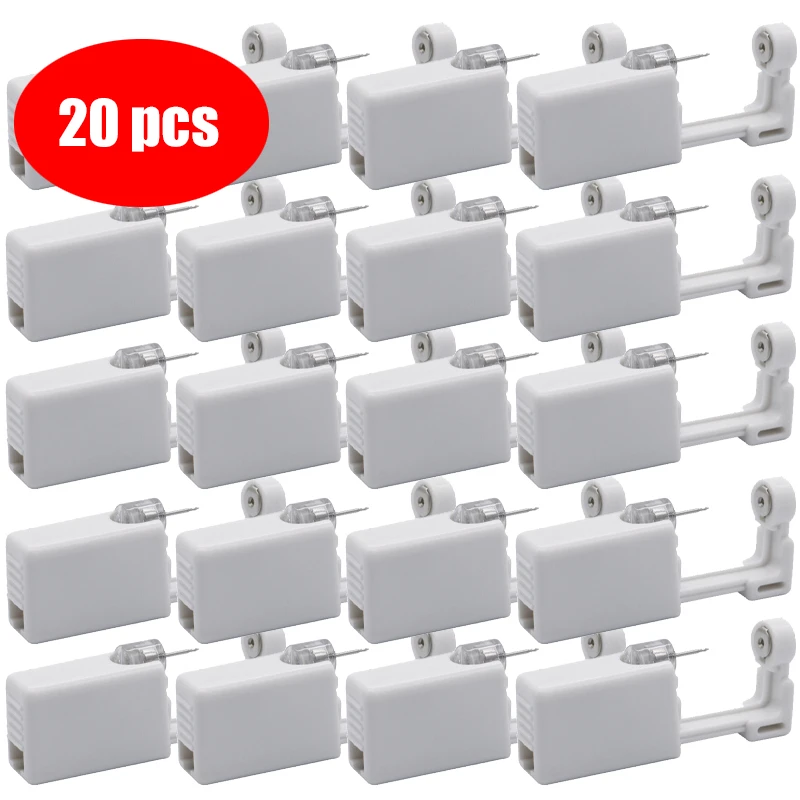 20Pcs Safety Ear Piercing Gun Kit Disposable Disinfect Safety Earring Piercer Machine Studs Nose CLip Body Jewelry Piercing Tool