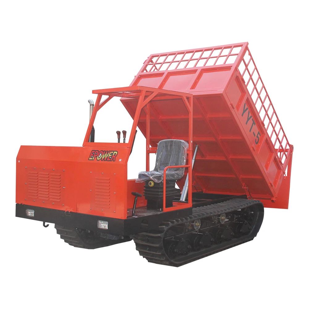 Customized Heightened Guardrail Fixed Wheel All-Terrain Crawler Dumper Transporter 5T Track Dumper Truck Diesel Engine