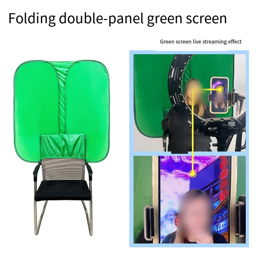 

Портативное кресло с двойным зеленым экраном и складным устойчивым к морщинам бархатным тканевым фоном для производства видео