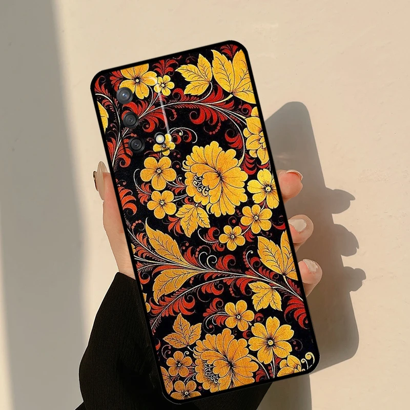 Russian Scarf Floral Case For OPPO A17 A16 A15 A57 A77 A96 A93 A91 A53S A9 A5 A31 A53 A52 A72 A94 A54 A74 Coque