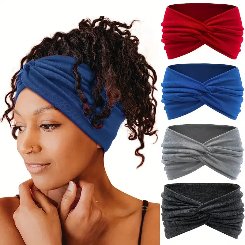 Kadınlar için geniş bantlar, büyük türban kafa Boho Hairband saç bükülmüş düğüm aksesuarları