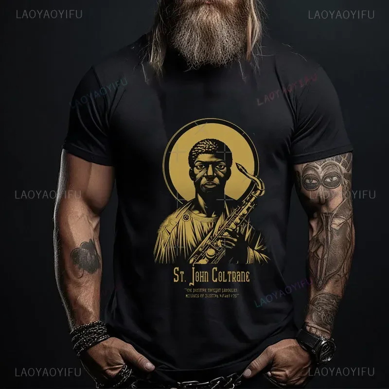 Zomer St. John Coltrane Katoenen Tshirt De Kerk Van Saint Coltrane Man T-Shirt John Coltrane Gift Charlie Yardbird Parker Tops