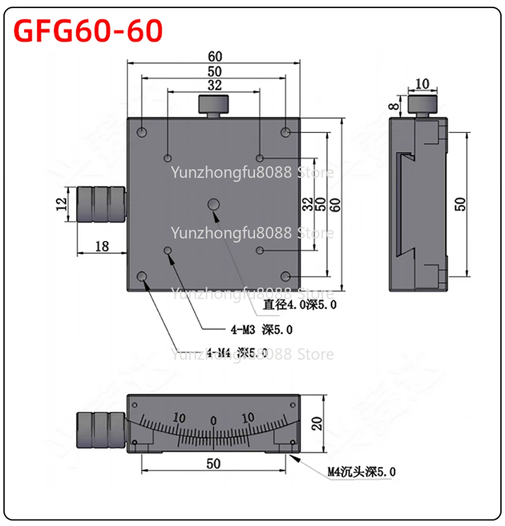 

Ручная ось X, ось XY 60/80 мм GFG60 GFWG60 GFG80-100, радиальный угловой стол, гониометр, поворотный стол для измерения смещения