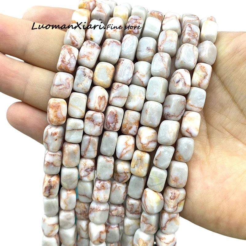 Natural Stone Irregular 8x12MM Red Network Jasper Spacer Beads for Jewelry Making Diy Earrings Bracelets Charms Accessories