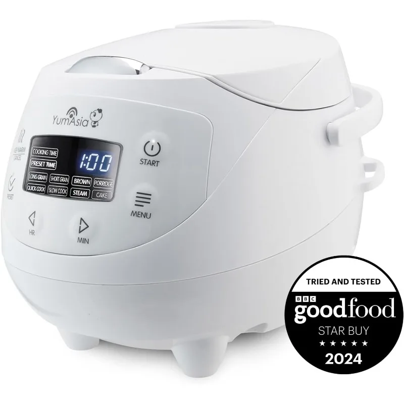 Yum Asia Panda Mini Rice Cooker With Ninja Ceramic Bowl and Advanced Fuzzy Logic (3.5 cup, 0.63 litre), Digital LED display,120V