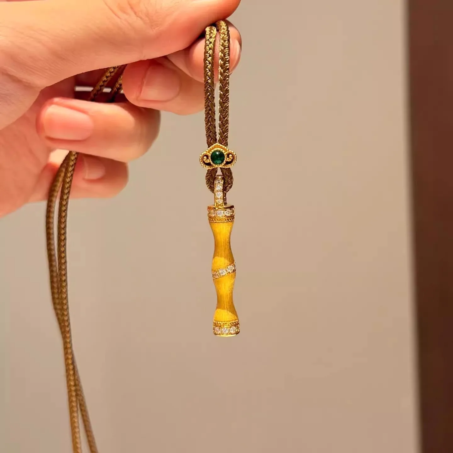 Classic Craftsm Bamboo Knot Pendant Brown Braided Rope Long Necklace New in Chinese style Sweater Chain Exquisite Jewelry Gift