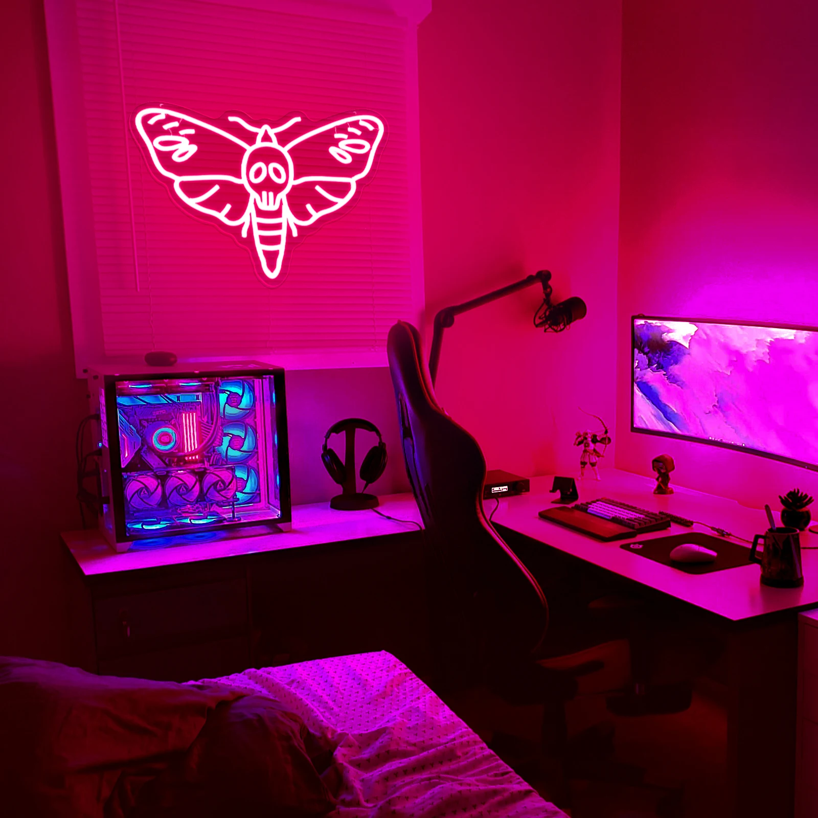 Imagem -06 - Uponray-death Head Moth Neon Signs Crânio Led Borboleta para Decoração de Parede Regulável e Alimentado por Usb Insect Neon Único