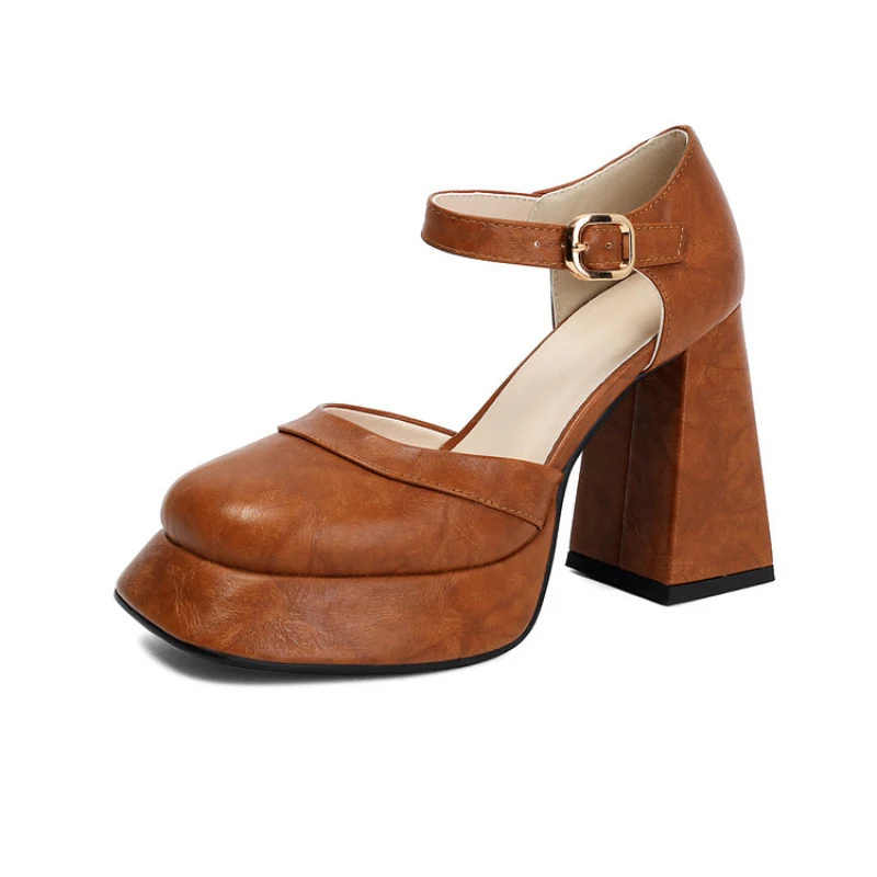 

large size High heels for ladies women's pumps and heels Thick Heel womens shoes with design Square toes simple and elegant