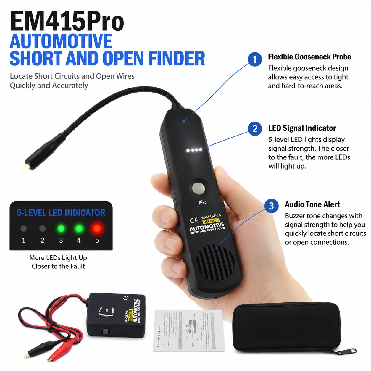2026 Newest Universal EM415PRO Automotive Cable Wire Tracker Short&Open Circuit Finder Tester Car Vehicle Repair Detector