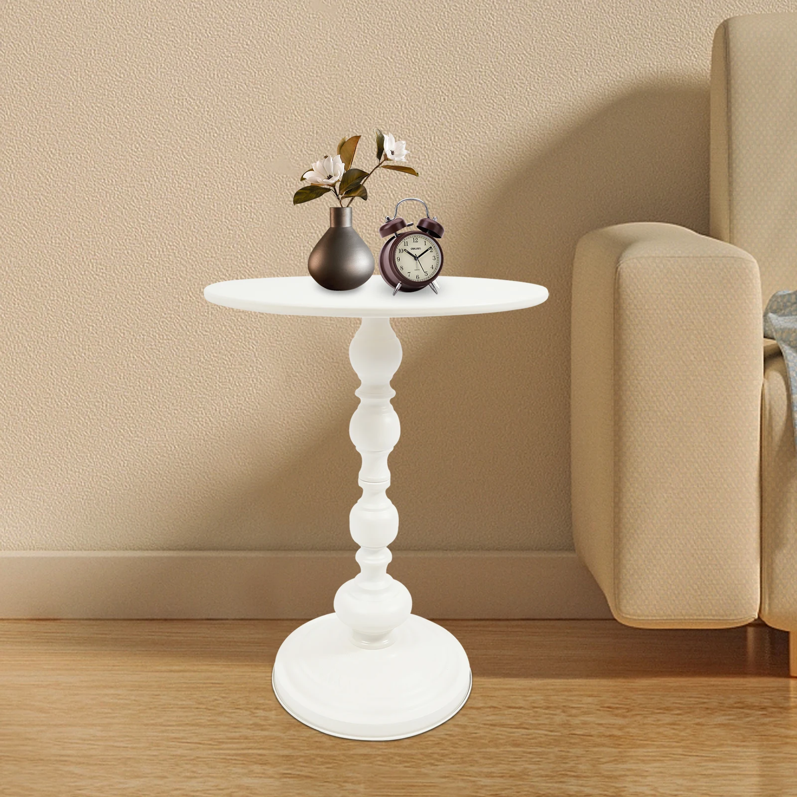 Round Side Table for Living Room, Small Accent Table, Couch End Table, Coffee Table, Nightstand, Durable Lightweight Portable