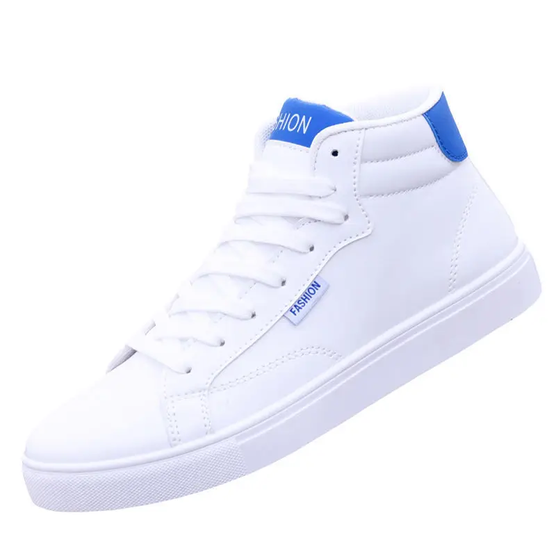 Zapatillas blancas de piel sintética para hombre, zapatos cálidos de invierno, Zapatillas altas, Tenis masculinos, botas de viaje impermeables