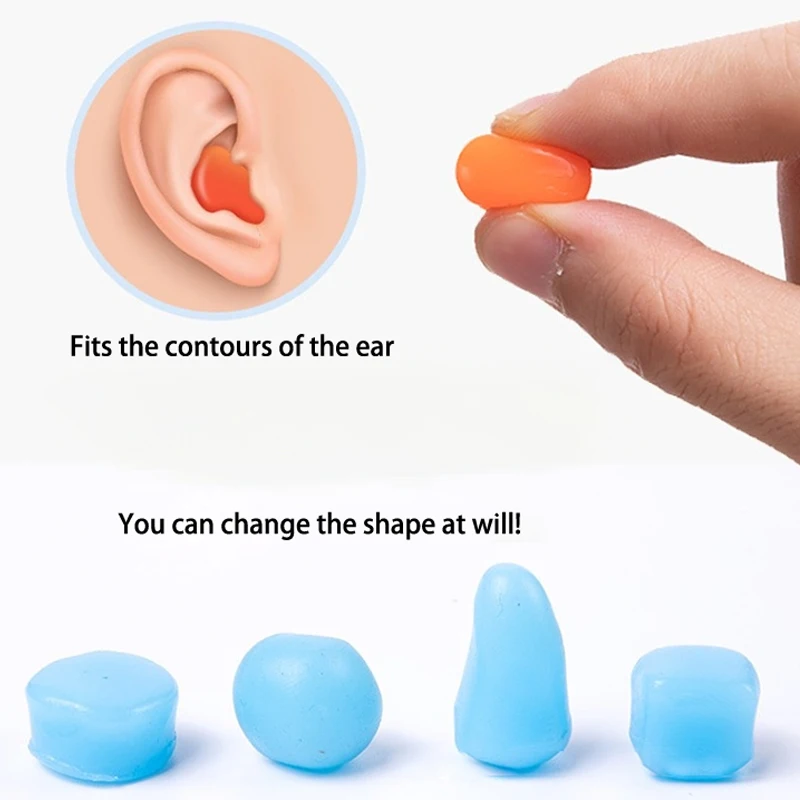 12PCS Silicone Ear Plug Reusable Silicone Wax Earplugs Swimming Moldable Earplugs Noise Reduction Cancelling Sleeping Protection
