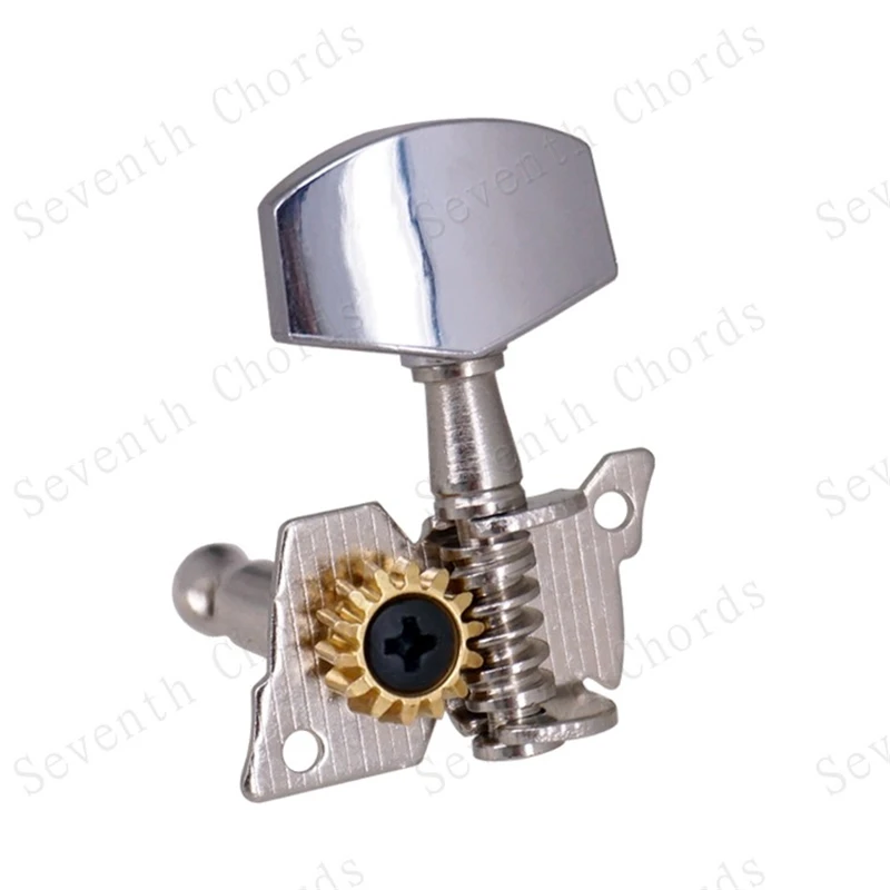 Um conjunto de 6 peças de botão quadrado cromado, engrenagem de abertura, afinadores de guitarra, chave, cabeça de máquina para peças de guitarra acústica