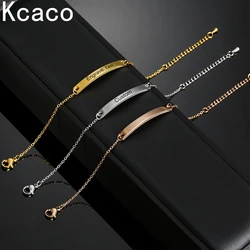 Stainless Steel Engrave Name Bracelet for Women Customized Logo ID Adjustable Hand Chain Personalized Bangle for Girl Gifts