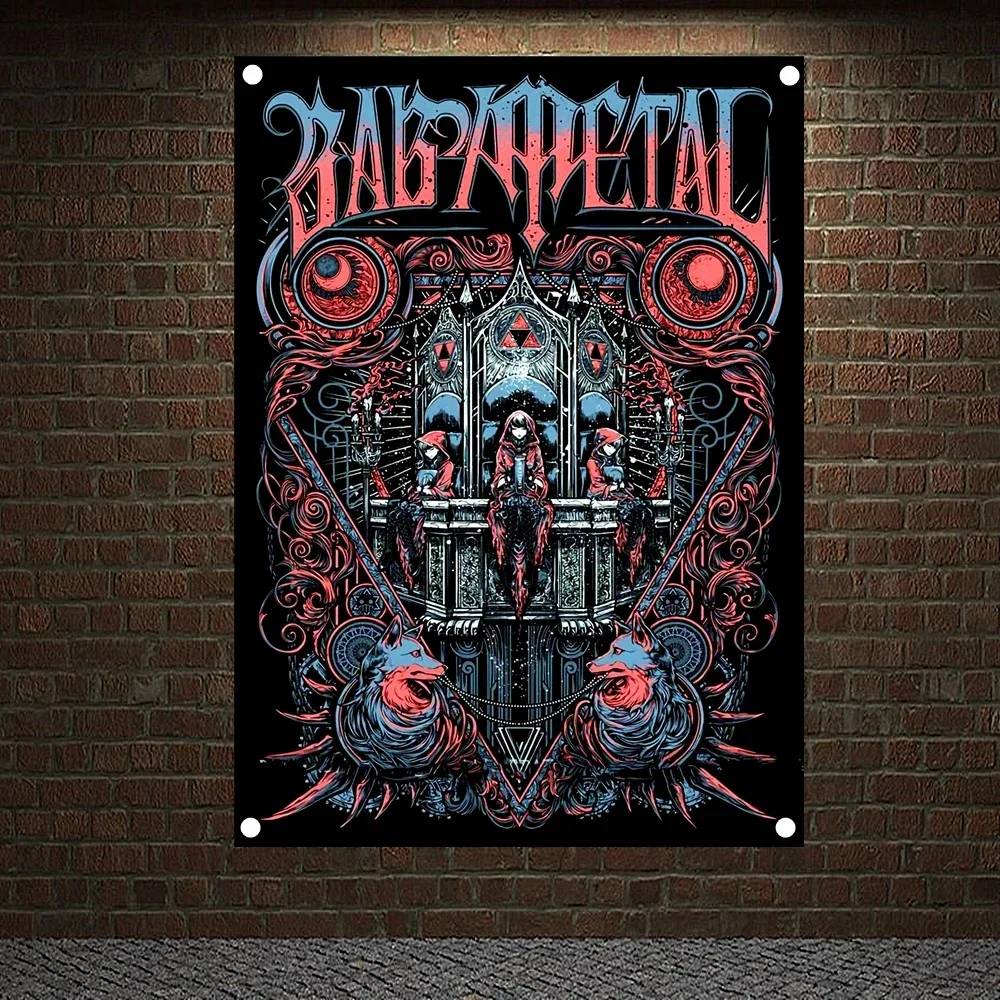 BABYMETAL Rock and Roll Band Singer Music Posters High Quality Print Art Canvas Banner Four-hole Flag Scary Bloody Home Decor