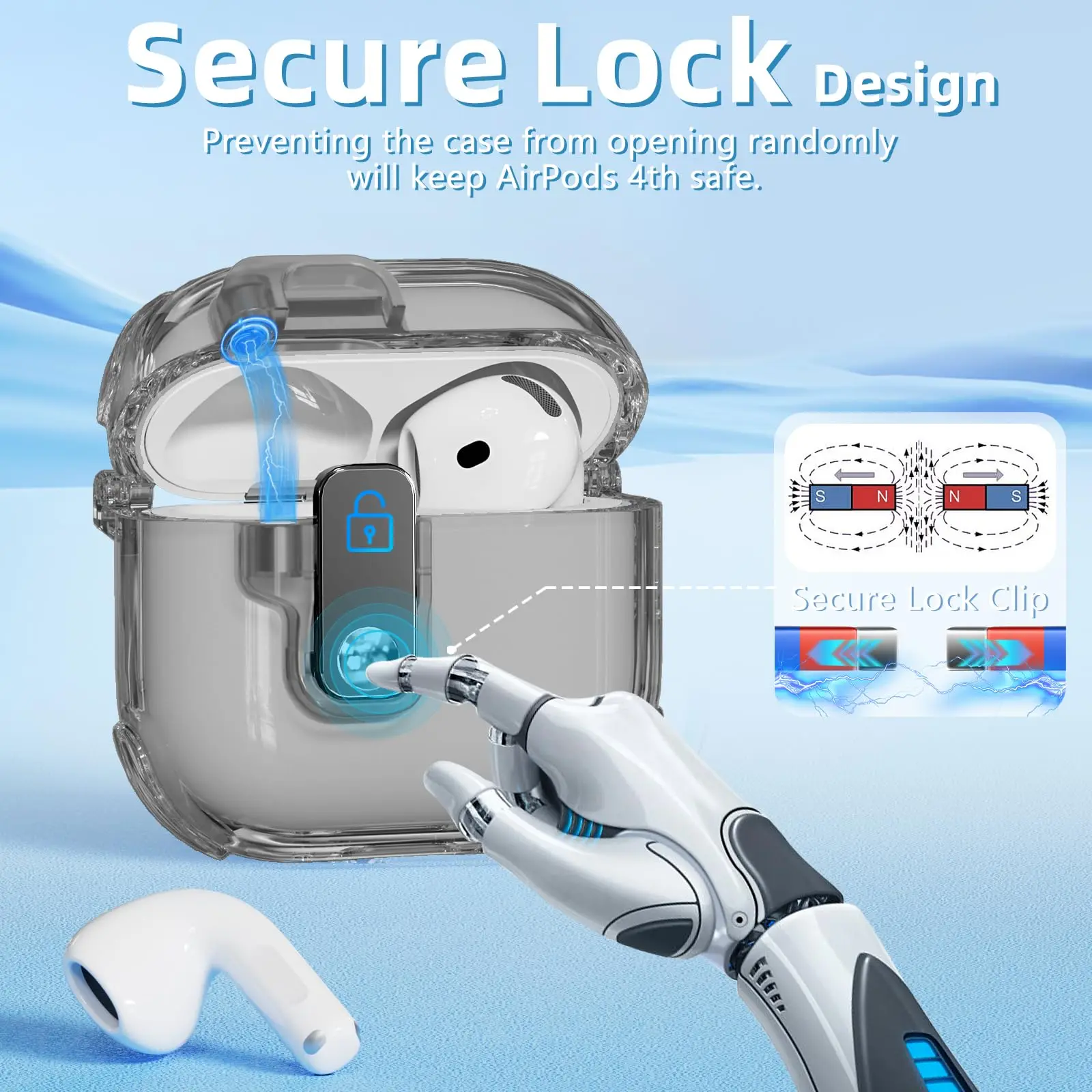 2025 airpod pro 3 Custodia magnetica con serratura di sicurezza TPU Protezione per cuffie Custodia trasparente per donna carina per airpod pro 4 2 3 Custodia