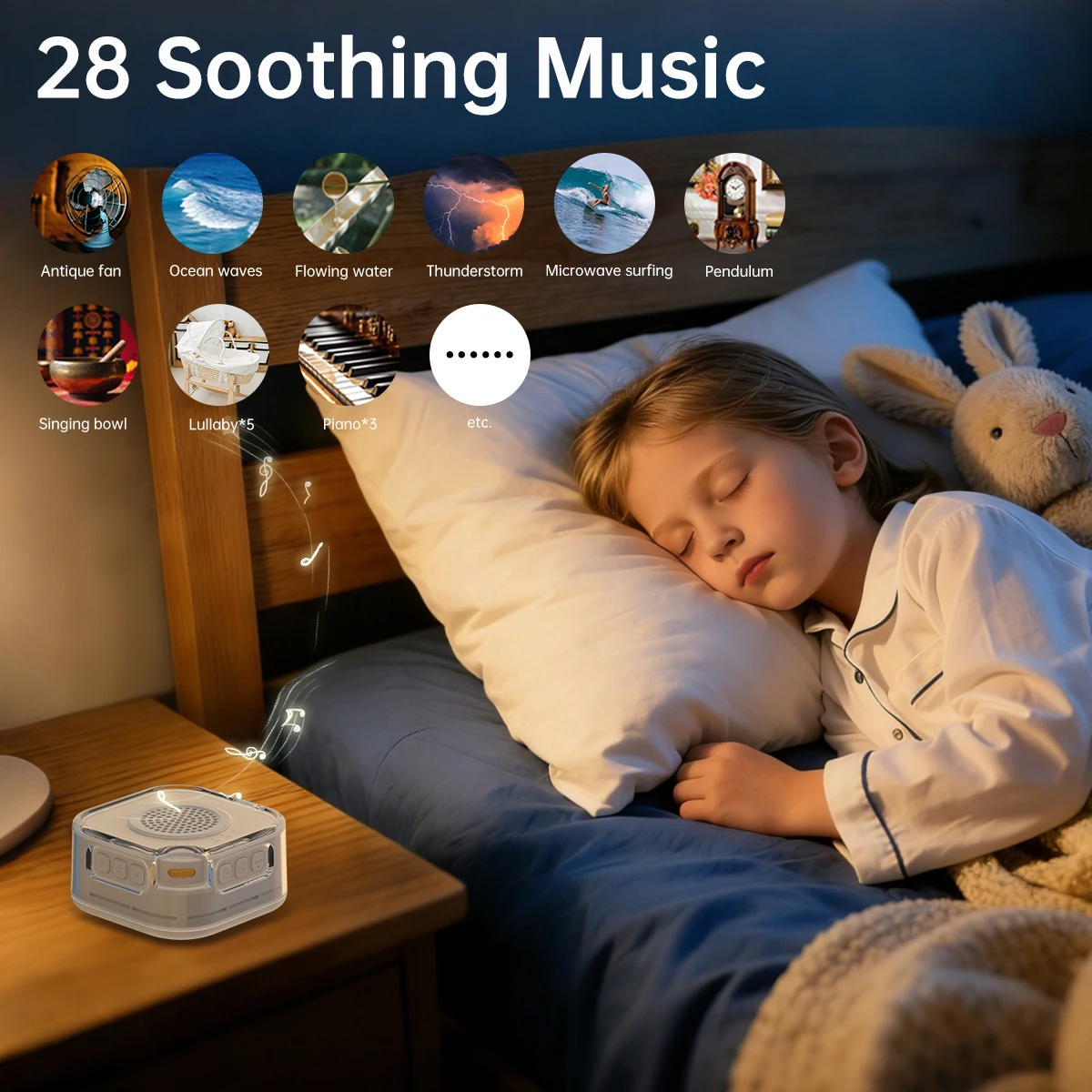 White Noise Sound Machine for Baby & Adults, 28 Soothing ,Night Light with 3 Levels,Timer,Auto Noise Detection Bluetooth Speaker