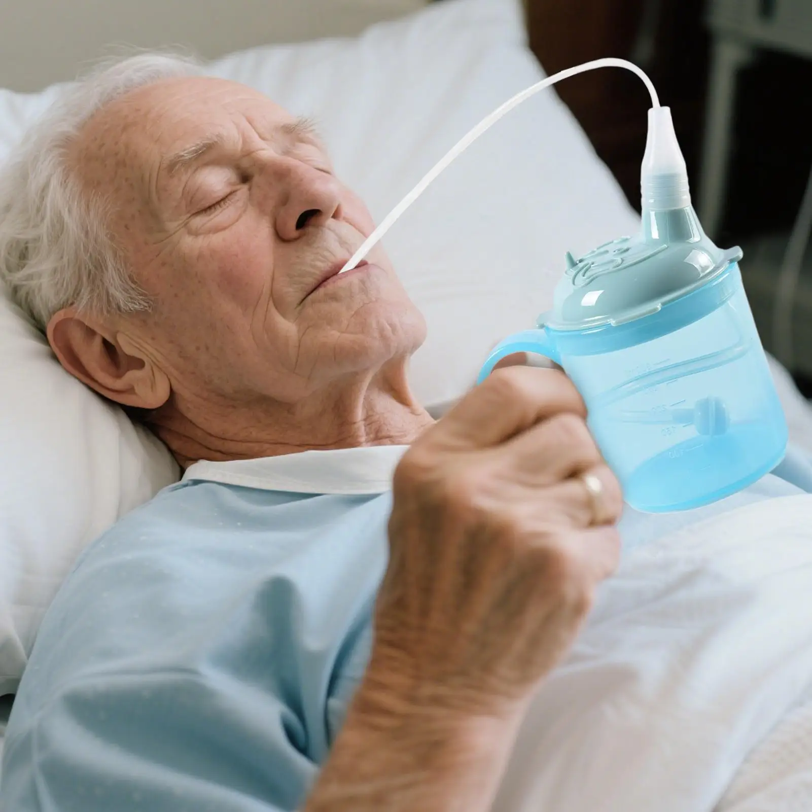 300ML Dysphagia Cup for Adults Elderly Anti Choking Spill Proof Drinking Cup with Straw Water Control Mug for Hospital Home Care