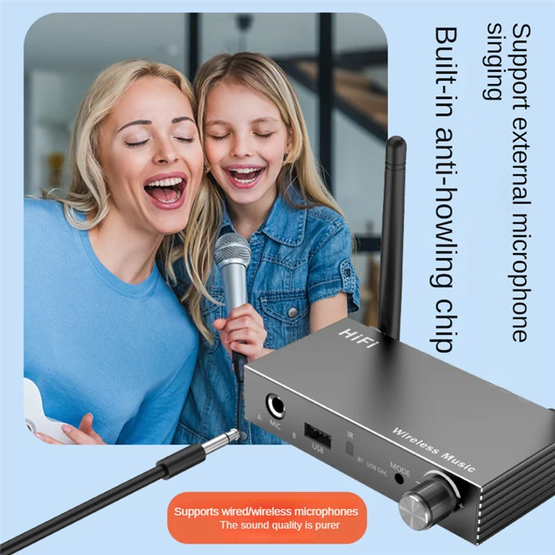 

-N21R Bluetooth 5.3 Адаптер аудиоприемника U Disk Play Коаксиальный в 3,5 мм AUX RCA R/L Беспроводной ЦАП-конвертер с микрофоном ИК-пульт дистанционного управления Du