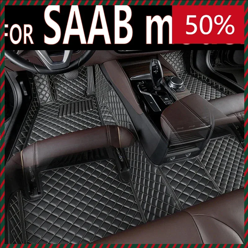 Leather Car Floor Mats For SAAB 95 9-3 turbo X 9-7X 9-5 Wagon 9-3 9-5 2022 2023 Car Accessories