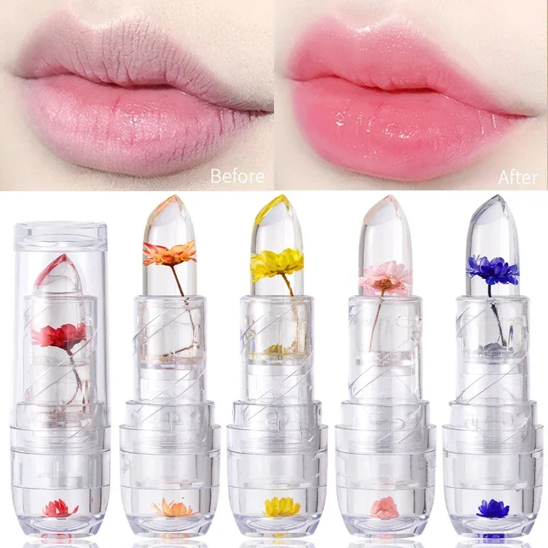 Flower Temperature Color Changing Lipstick Lasting Moisturizer Crystal Jelly Transparent Lipstick Lip Balm Lips Care Cosmetics