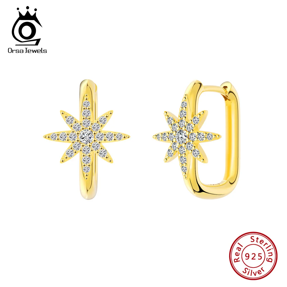 

ORSA JEWELS Exquisite 925 Sterling Silver Snowflake Earrings for Women Full AAAA Zircon Earrings Anniversary Jewelry Gift APE123