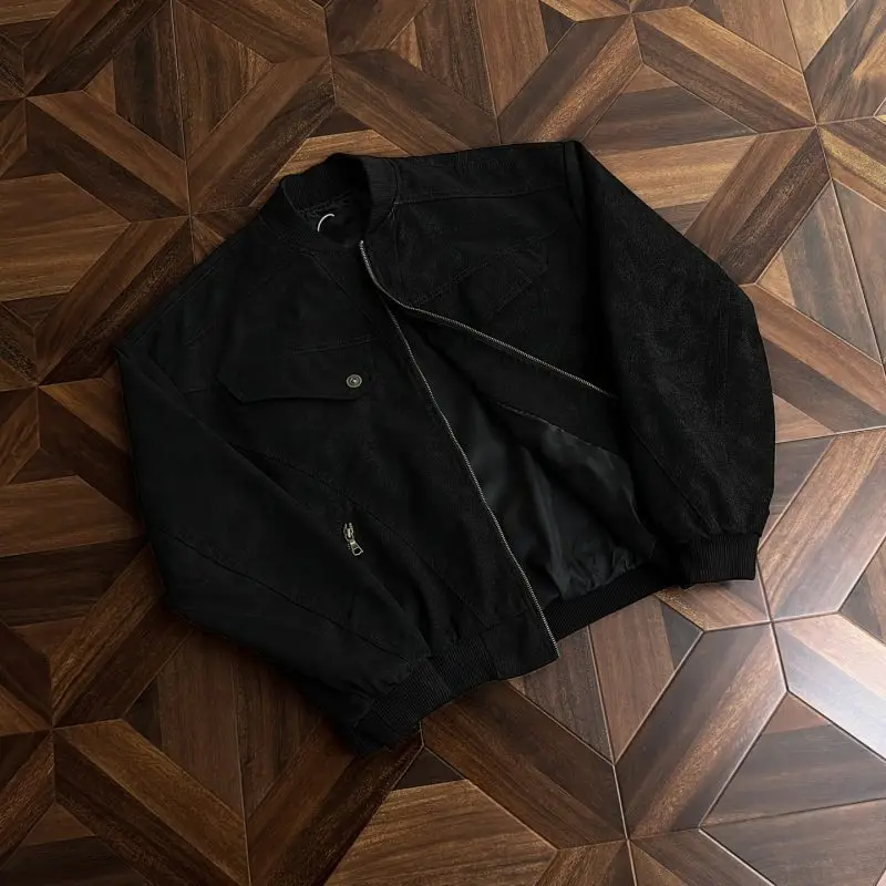 

Retro Hong Kong Sle Men's Baseball Jaet Workwear Jaet Vintage Worn-In Look Spring Autumn Seasonal Polyester Fiber