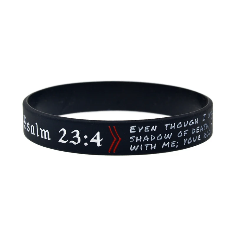 1PC/4PCS Jeremiah 29:11 Psalm 23:4 Philippians 4:13 Jsaiah 40:31 Silicone Wristband Jesus Bible Verse Bangle