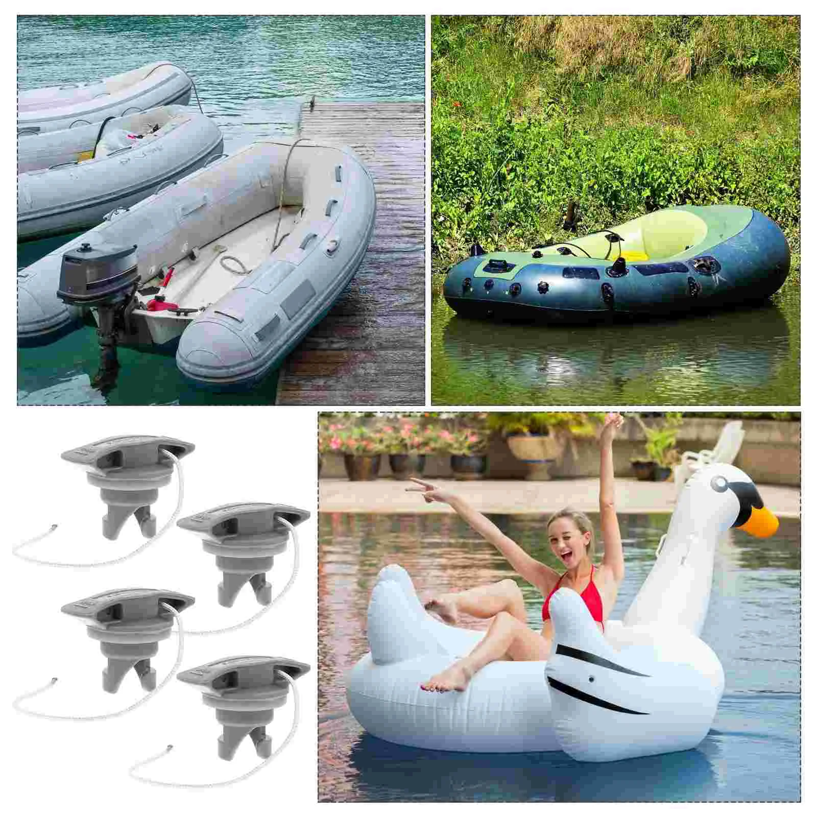 4 Pcs Tube Plug Kayak Air Valve Cover Inflatable Boat Cap Canoe Miss Marine Mattress