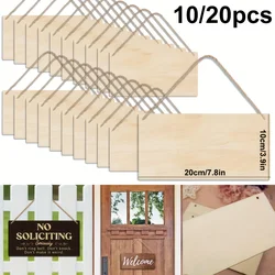 20/10pcs3.94x7.87 Inch Basswood Blank Rectangle Hanging Basswood Sign DIY Crafts Project with Rope Door Wall Art Decor
