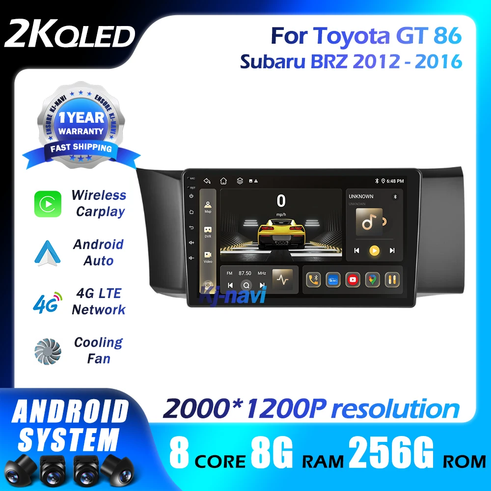 Android Auto Car Radio For Toyota GT 86 For Subaru BRZ 2012 - 2016 QLED Multimedia Video Player Navigation GPS Carplay 4G