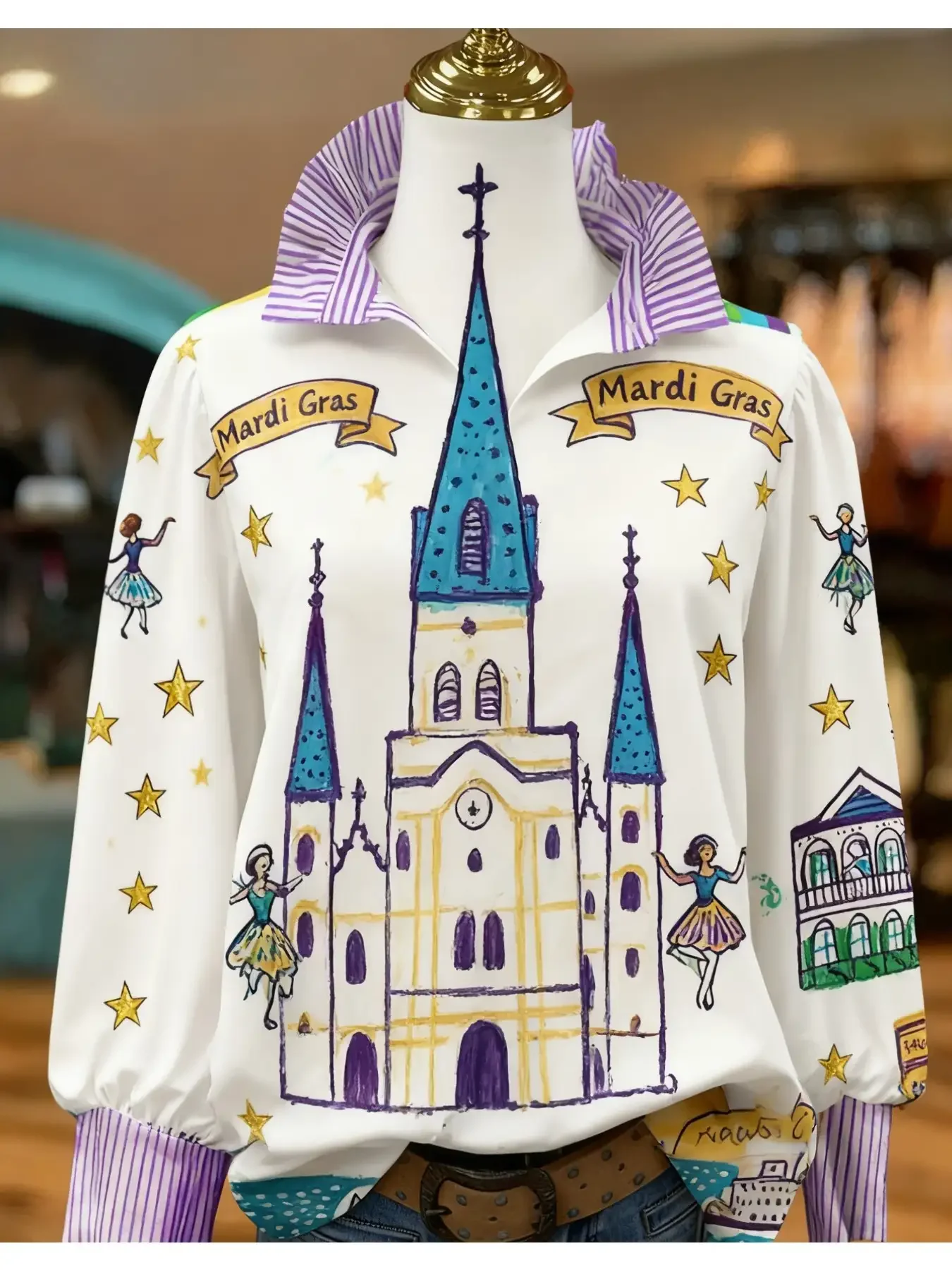 2026 New Christmas Women's Top Spring and Autumn Winter Women's Stand up Collar Versatile Long Sleeve Shirt,