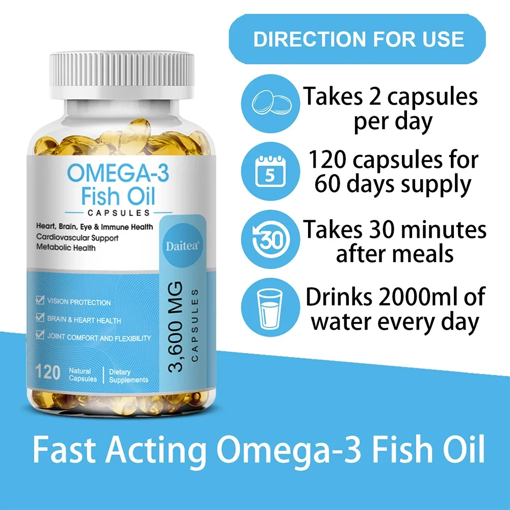 Omega 3 Capsules - Regulate Blood Lipids, Relieve Stress, Improve Intelligence and Protect Cardiovascular and Cerebrovascular