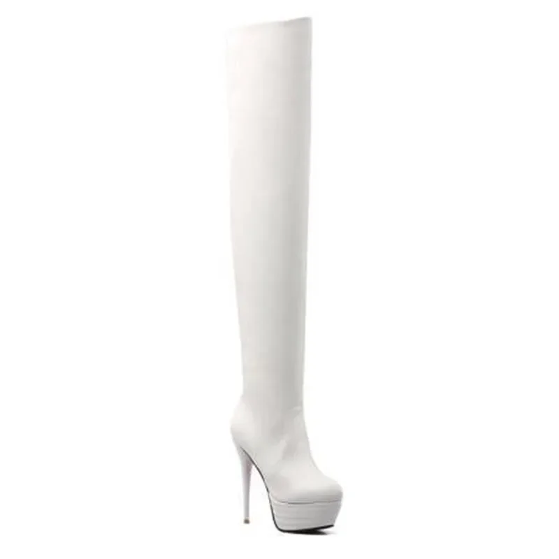Sexy Thigh High Boots for Women Platform Fetish Stripper Dance Winter Shoes Lady High Heels Over The Knee Boot Red White Black